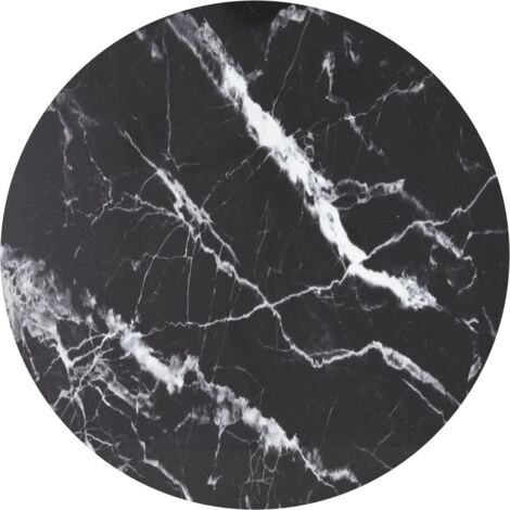 Dessus de table-Plateau de Table de Remplacement noir Ø80x1 cm verre trempé avec design marbre 745195