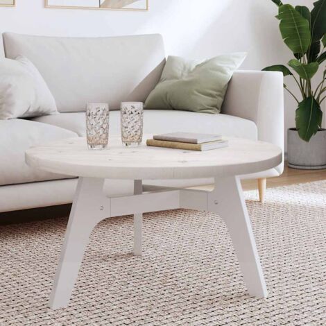 Dessus de table-Plateau de Table de Remplacement rond blanc Ø80x3 cm bois de pin massif 438863