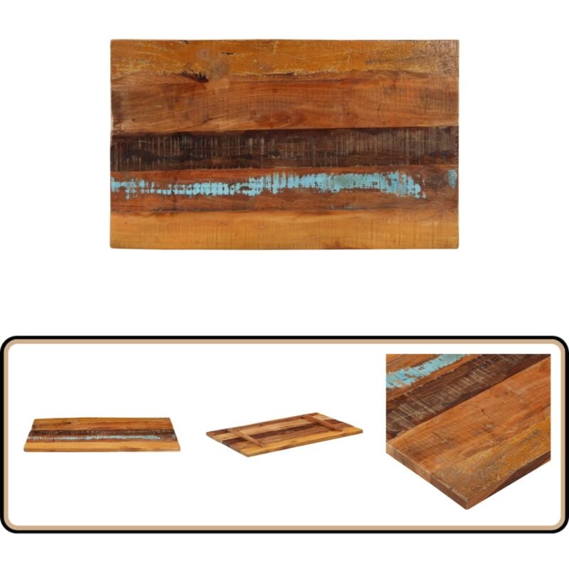 Dessus de table rectangulaire 60x100 cm 25-27 mm Bois récupéré - Dessus De Table - Plateau De Table - Bois Recyclé - Meuble Vintage - Style Rustique