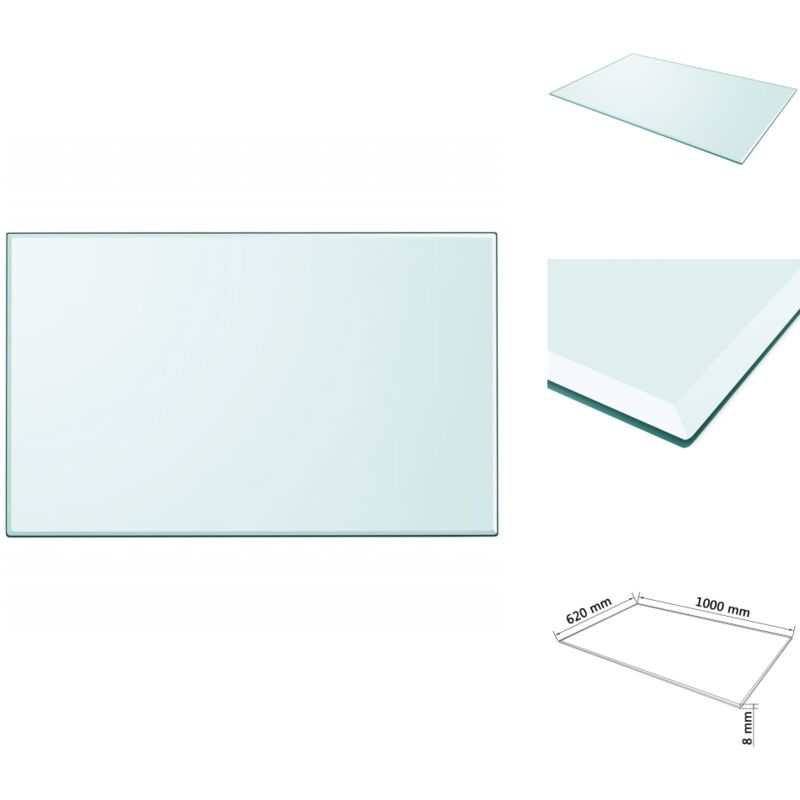 Dessus de table rectangulaire en verre trempé 1000 x 620 mm - Dessus De Table - Verre Trempé - Plateau De Table - Décoration Intérieure - Protection