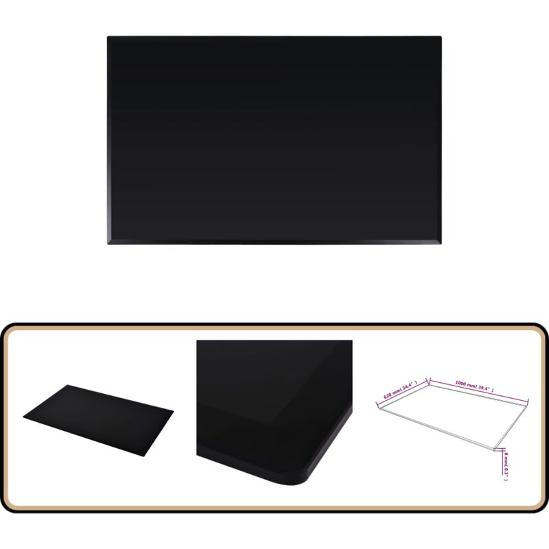 Dessus de table rectangulaire Verre trempé 1000 x 620 mm - Dessus De Table - Plateau De Table - Verre Trempé - Décoration Intérieure - Meuble Salle à
