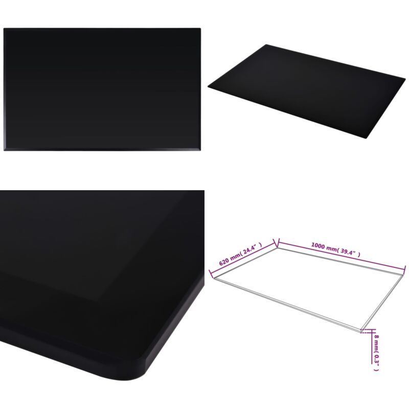 Dessus de table rectangulaire Verre trempé 1000 x 620 mm - Dessus De Table - Plateau De Table - Verre Trempé - Décoration Intérieure - Meuble Salle à