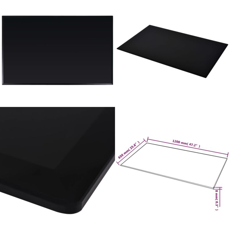 Dessus de table rectangulaire Verre trempé 1200 x 650 mm - Dessus De Table - Plateau De Table - Verre Trempé - Table Ronde - Table Carrée - Home &