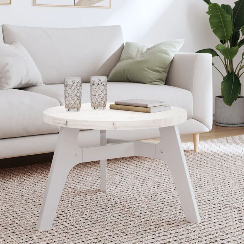 Dessus de table rond blanc Ø60x3 cm bois de pin massif Vidaxl