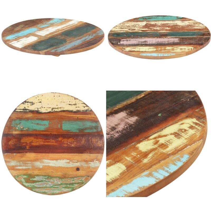 Dessus de table rond 40 cm 25-27 mm Bois de récupération solide - Dessus De Table - Plateau De Table - Bois Recyclé - Table Basse - Table D'appoint