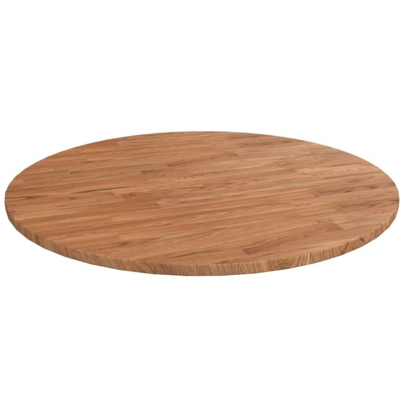 Dessus de table rond Marron clair Ø80x1,5 cm Bois chêne traité