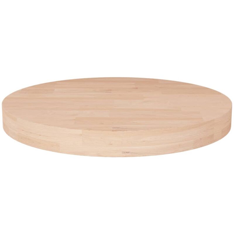 Dessus de table rond Ø50x4 cm Bois de chêne massif non traité Vidaxl