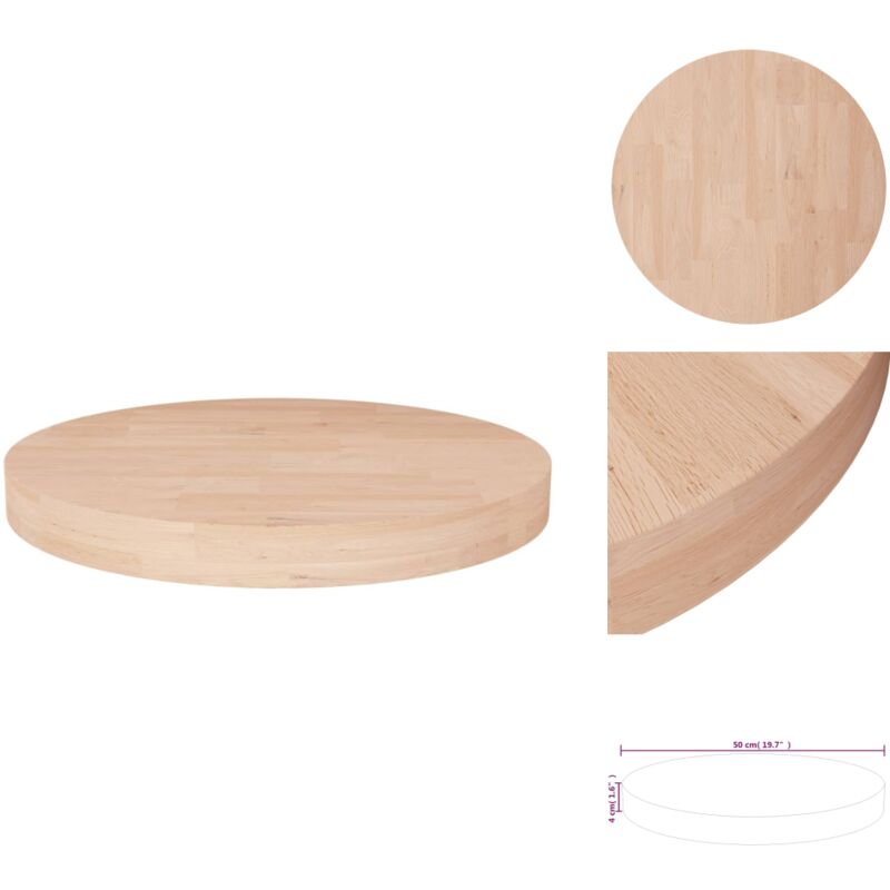 Dessus de table rond Ø50x4 cm Bois de chêne massif non traité - Dessus De Table - Table Ronde - Bois Chêne - Meuble Rustique - Plateau De Table