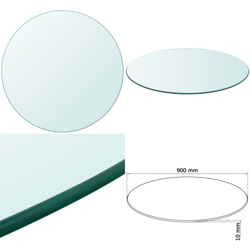 Dessus de table ronde en verre trempé 900 mm - Plateau De Table Rond - Dessus De Table En Verre - Verre Trempé - Décoration Intérieur - Protection De