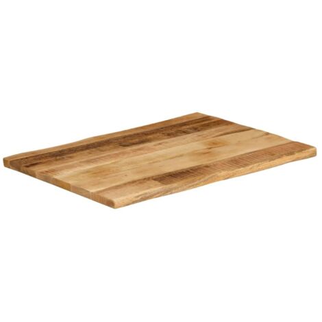Dessus de table，Plateau de table，Dessus de bureau bord vivant 90x60x3,8 cm bois de manguier brut CFW99316