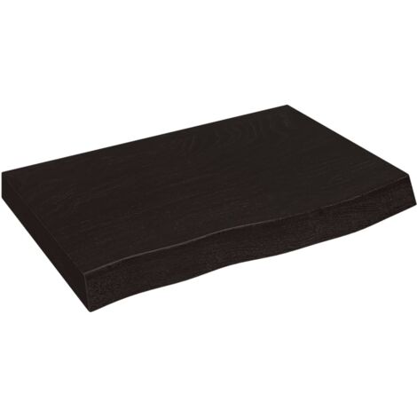 Dessus de table，Plateau de table，Dessus de bureau marron foncé bois chêne massif traité CFW11195