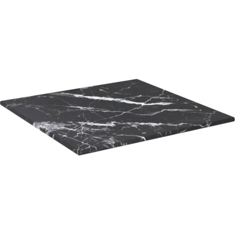 Dessus de table，Plateau de table，Dessus de bureau noir 30x30 cm 6 mm verre trempé design marbre CFW95247