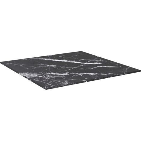 Dessus de table，Plateau de table，Dessus de bureau noir 50x50 cm 6 mm verre trempé design marbre CFW56809