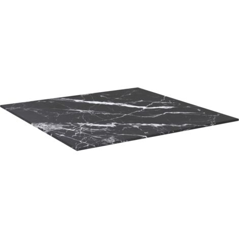 Dessus de table，Plateau de table，Dessus de bureau noir 60x60 cm 6 mm verre trempé design marbre CFW35792