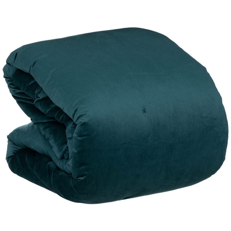 Dessus de lit Baklo en velours 240x260cm bleu canard Atmosphera créateur d'intérieur