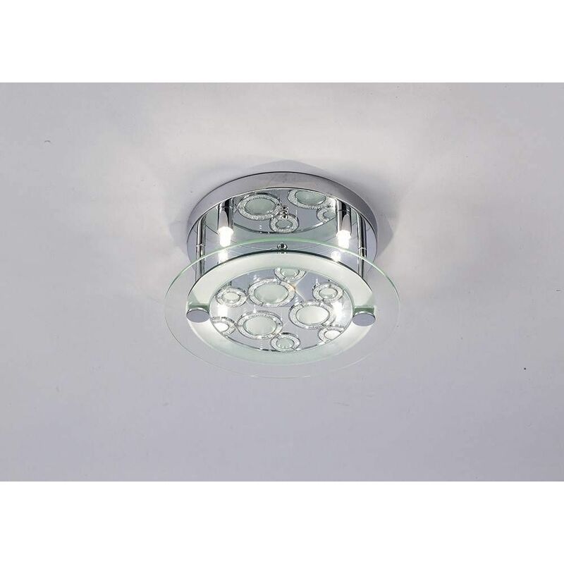 Destello ceiling light round 4 Bulbs polished chrome / crystal