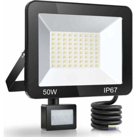 Déstockage 50W Projecteur LED Exterieur Detecteur de Mouvement. IP67 Étanche Spot LED Avec Détecteur. 5000LM 7000K Blanc Froid Eclairage Exterieur. Lampe Exterieur pour Jardin Terrasse Entrée