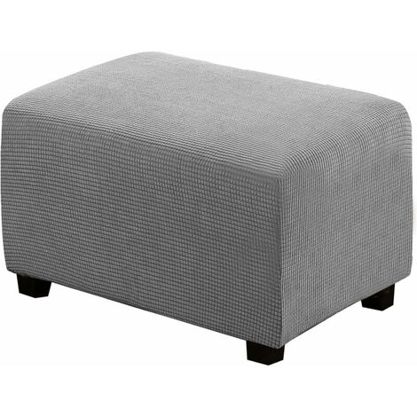 Déstockage Housse de Pouf carrée Extensible en Peluche, Housses de Repose-Pieds en Jacquard Doux pour protéger Le Repose-Pieds, Housse de Pouf avec Fond élastique, Lavable en Machine - S-gris clair