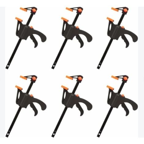 DOLASO Déstockage Lot de 6 Serre-joints en Forme de F, Serre Joint avec Serrage Rapide et Facile, Outils à Main pour Menuiserie, Porte en Bois(4pouces)