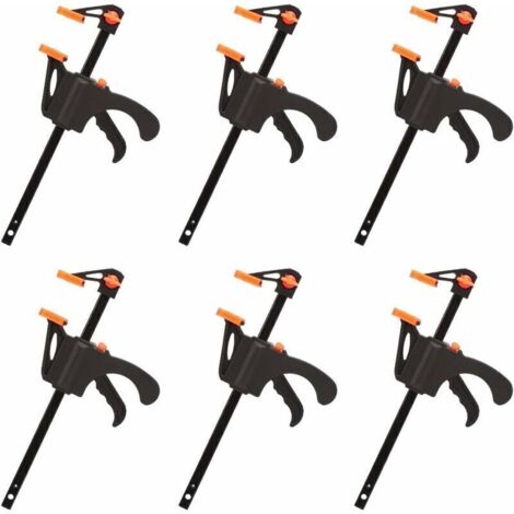 Déstockage Lot de 6 Serre-joints en Forme de F, Serre Joint avec Serrage Rapide et Facile, Outils à Main pour Menuiserie, Porte en Bois(4pouces)