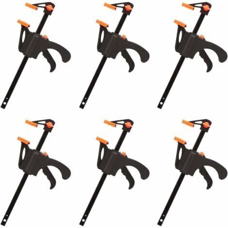 Déstockage Lot de 6 Serre-joints en Forme de F, Serre Joint avec Serrage Rapide et Facile, Outils à Main pour Menuiserie, Porte en Bois(4pouces)