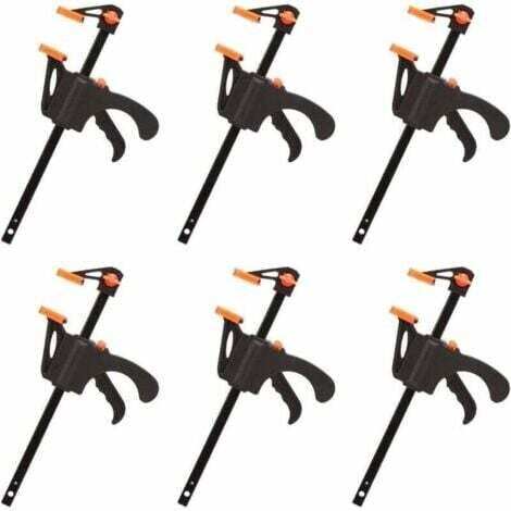 Déstockage Lot de 6 Serre-joints en Forme de F, Serre Joint avec Serrage Rapide et Facile, Outils à Main pour Menuiserie, Porte en Bois(4pouces) INHHUB