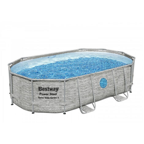 DESTOCKAGE - Piscine tubulaire Bestway Power Steel Swim Vista ovale 4,88 x 3,05 x 1,07 m