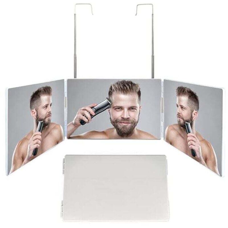Déstockage,Degrés Pliant Salle De Bains Miroir De Maquillage Rasage Cosmétique Outil Vue Arrière Hauteur Triple Réglable 360, Noir sans Led