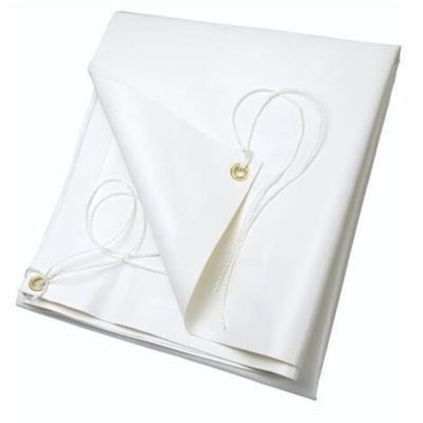 Destockoutils – Bâche de protection 3x5 m en PVC blanc 650gr/m² – Imperméable et anti-UV – Coins renforcés – Œillets en laiton tous les 100 cm