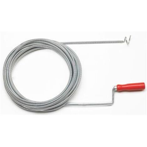Destockoutils – Déboucheur de canalisation flexible 10m – Crochet spiralé en métal chromé – Manche en bois laqué pour obstructions difficiles