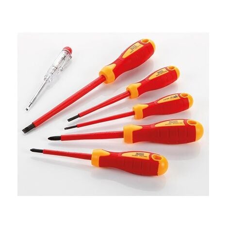 DESTORNILLADOR AISLADO 1000 V (JUEGO 6 PIEZAS) 3 SL + 2 PH + TESTER  - 170446