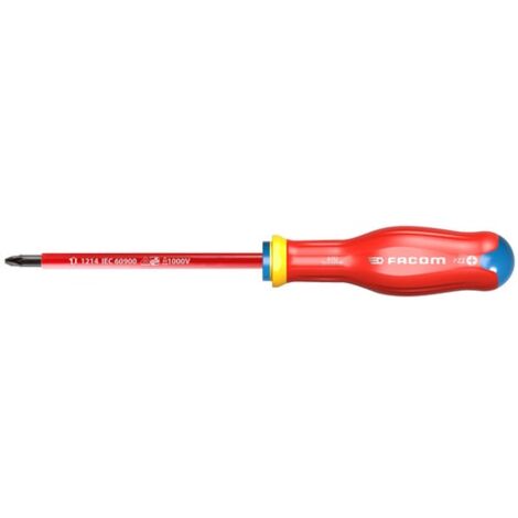 Destornillador aislado Protwist 1000 Voltios para tornillos de estrella Pozidriv PZ 2x125 - FACOM - ATD2X125VE