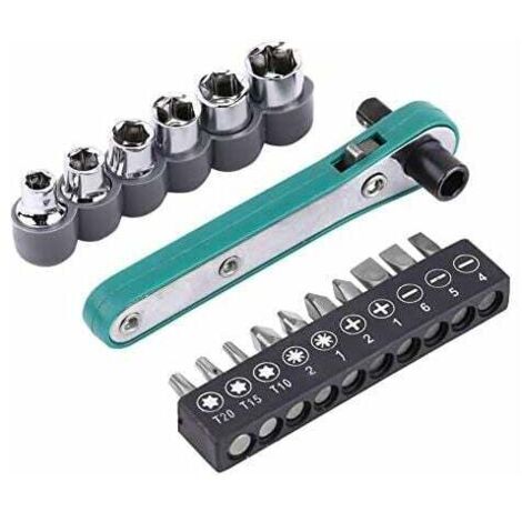 Destornillador angular de trinquete ZVD de 1/4" con punta hexagonal en ángulo recto y vasos