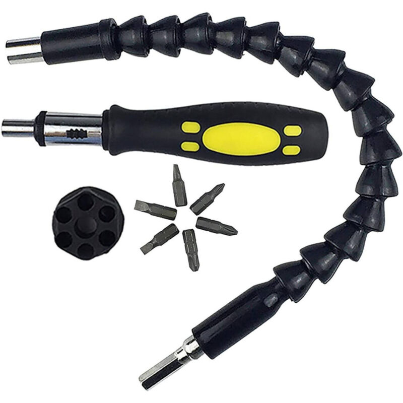 Trade Shop - Cacciavite Con Estensione Flessibile E Con Punte Di Ricambio 8 In 1 -