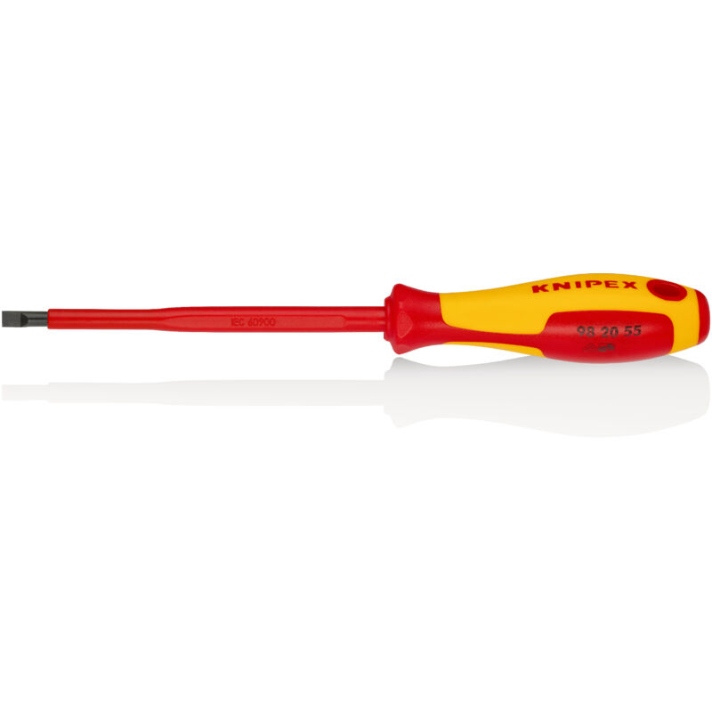 KNIPEX 98 20 55 Destornilladores para tornillos planos mango aislante en dos componentes, según norma VDE Barnizados 232 mm