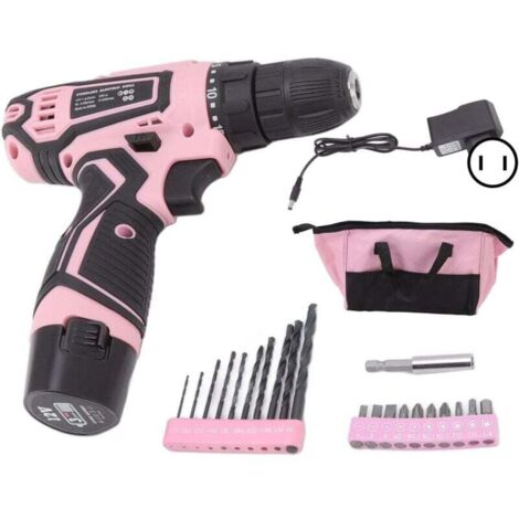 Destornillador eléctrico 12V, recargable, inalámbrico, compacto, kit de tornillos giroscópicos, rosa, para mujeres, herramientas domésticas (UE).