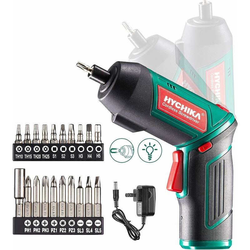 

Destornillador Eléctrico 6N.m Atornillador Eléctrico Inalámbrico 3.6v Batería 2000mAh (Máximo Par 6 N.m) LED Luz, Mandril Magnético, Cargador con