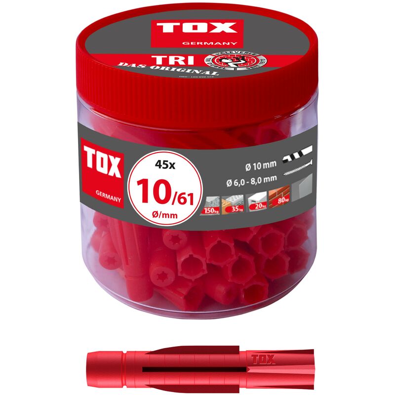 TOX - Taco universal Tri 10x61 mm en envase circular