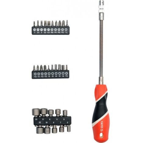 DESTORNILLADOR FLEXIBLE CON PUNTAS INTERCAMBIABLES 31 PIEZAS - YT-25972