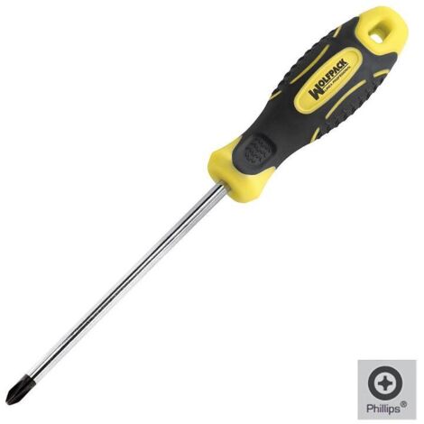 destornillador mango bimaterial phillips nº 2 / 100 mm. destornillador plano, cromo vanadio,