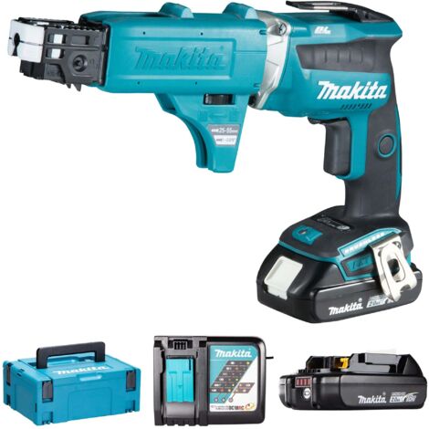 Destornillador para paneles de yeso Makita Batería DFS452AJX2 de 18 V y 2 Ah