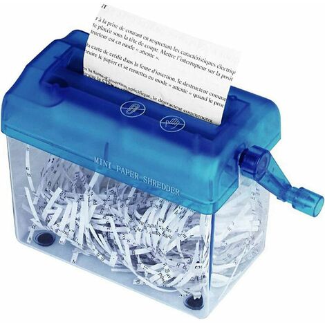 Destructeur de Documents/A6 Mini Portable Manuel Destructeur de Documents Déchiqueteuse à main coupe droite, Bureau, lettres familiales, factures, destructeur de documents importants - Bleu