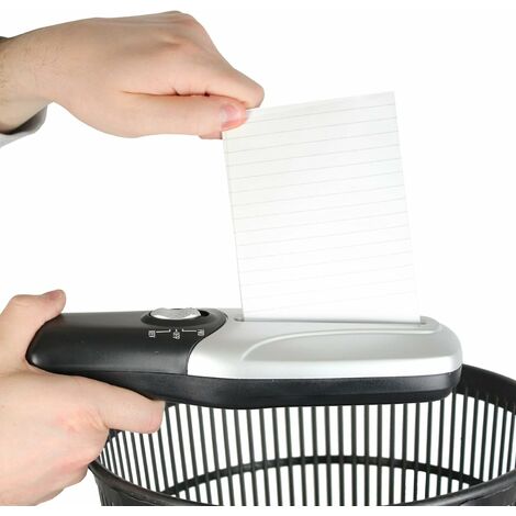 Destructeur de Documents Electrique - Portatif/Compact – Déchiqueteuse Broyeur Papier – Découpe Rapide - Alimentation : Pile/USB - 26 x 7 CM (Gris et Noir)