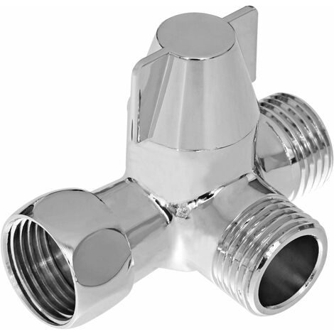 Desviador de 3 vías Interruptor de válvula para ducha, teleducha y ducha fija brazo de ducha Desviador de 3 vías latón macizo, cromo pulido (PV8)