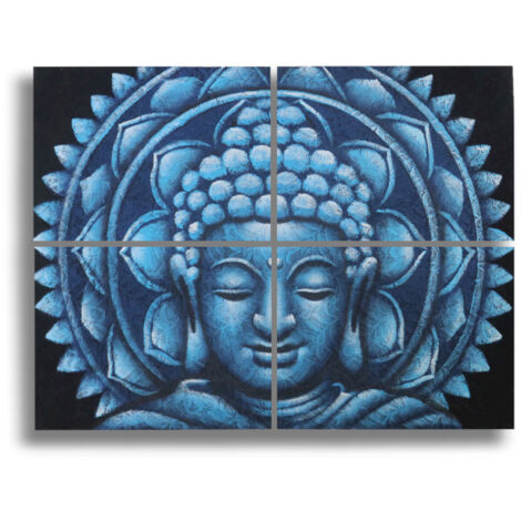 Détail Brocart Mandala Bouddha Bleu 30x40cm x 4- Vendu par 1