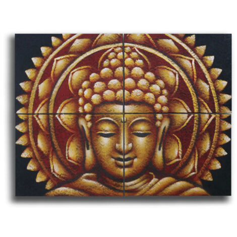 Détail Brocart Mandala Bouddha Doré 30x40cm x 4- Vendu par 1