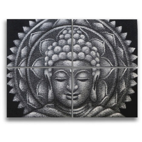 Détail Brocart Mandala Bouddha Gris 30x40cm x 4- Vendu par 1