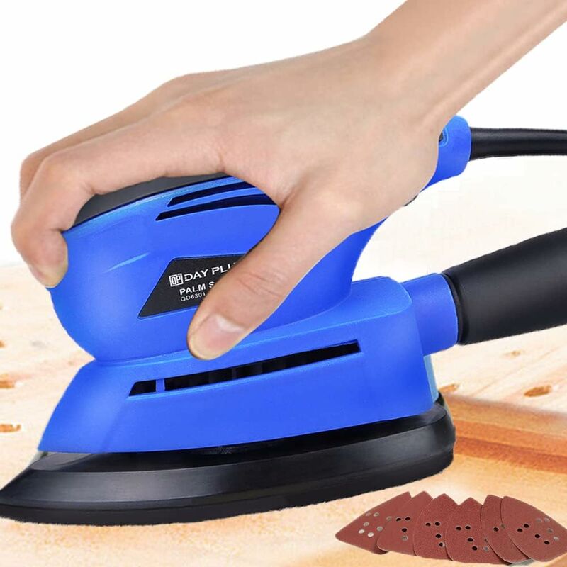 Briefness - Detail Sander, 130W Compact Sander Machine 12000RPM, Electric Sander, 6 Sandpapers (2 x 80g, 2 x 120g, 2 x 240g), Wood Hand Sander, Dust