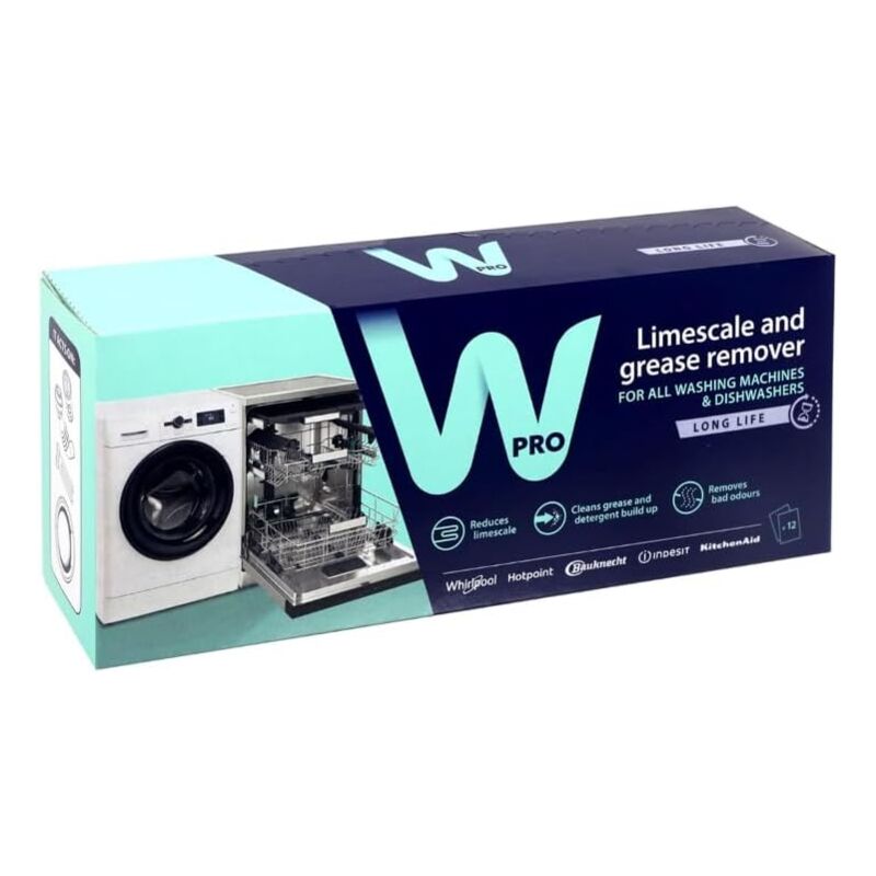Détartrant dégraissant Wpro pour lave-linge et lave-vaisselle.