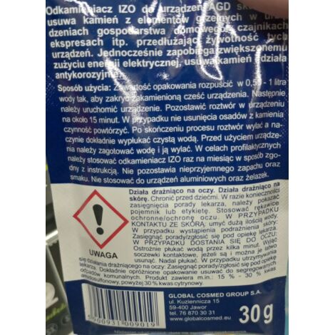 Détartrant pour appareils électroménagers en poudre 30 g